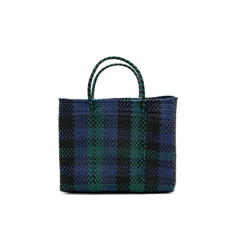 MERCADO BAG - 3 COLORS CHECK - Black/Navy/Dark Green (XS) | Letra