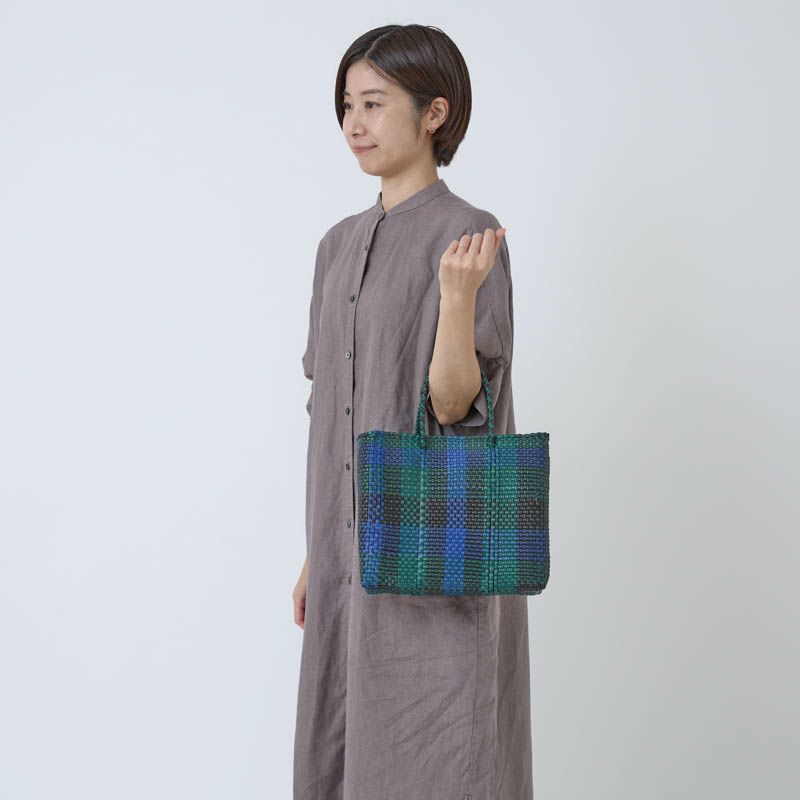MERCADO BAG - 3 COLORS CHECK - Black/Navy/Dark Green (XS