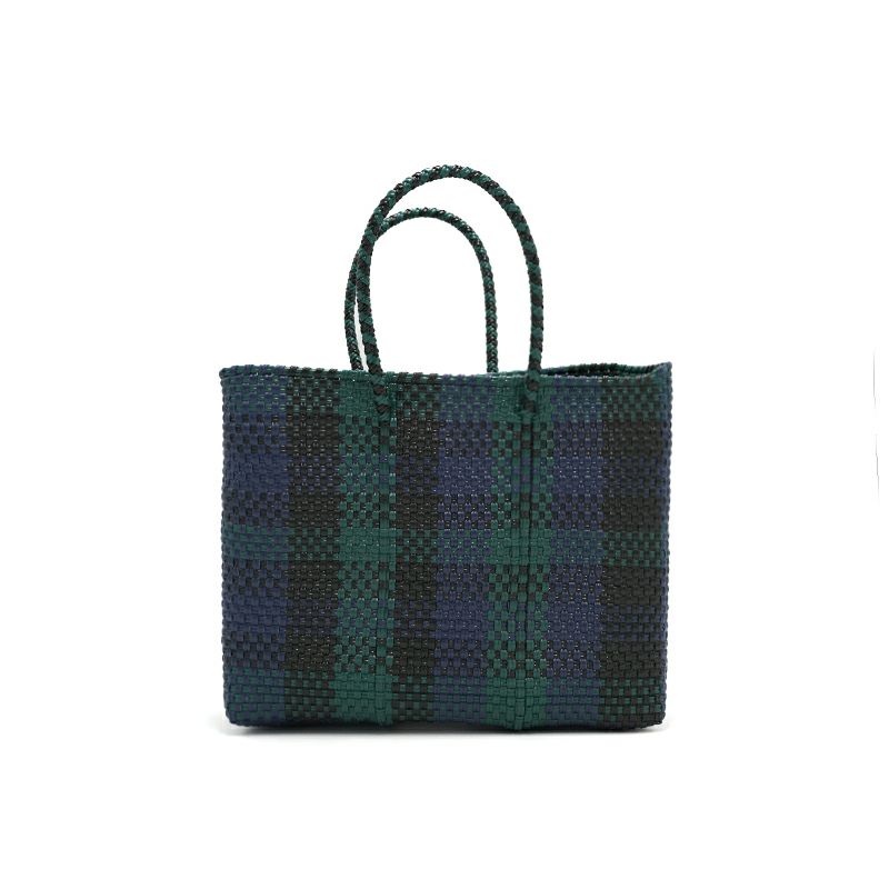 MERCADO BAG - 3 COLORS CHECK - Black/Navy/Dark Green (XS