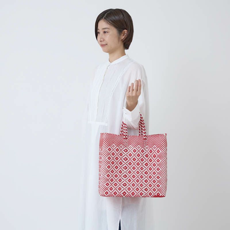 MERCADO BAG - ROMBO - Red / White (M) | Letra｜レトラ公式通販