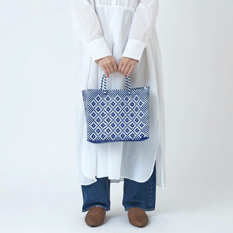 メルカドバック　ブラウン&ネイビー&オフホワイト MERCADO BAG - ROMBO - Navy / White (XS) | Letra｜レトラ公式通販