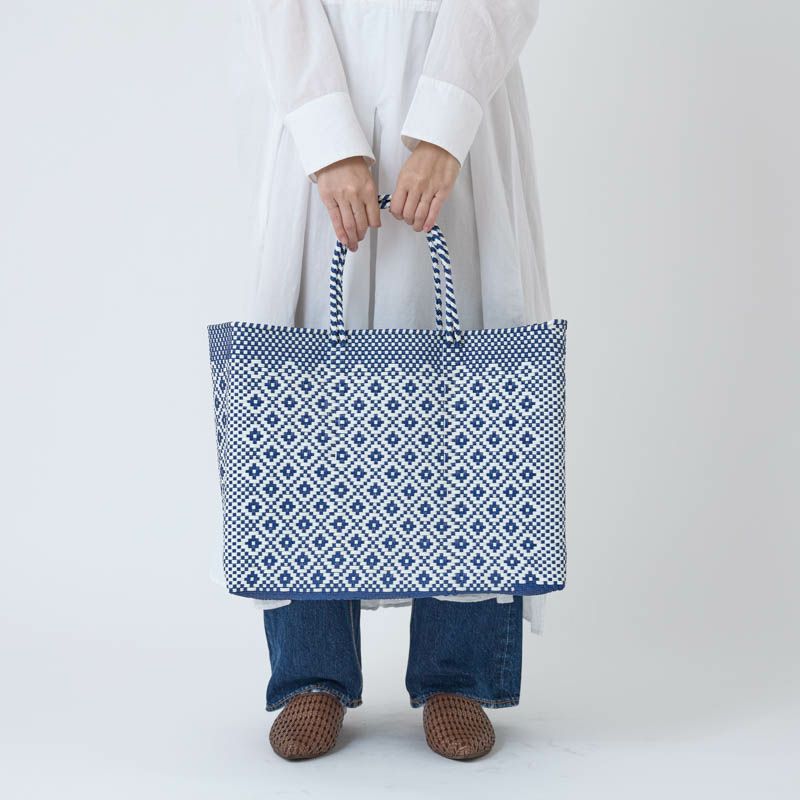 MERCADO BAG - ROMBO - Navy / White (L) | Letra｜レトラ公式通販