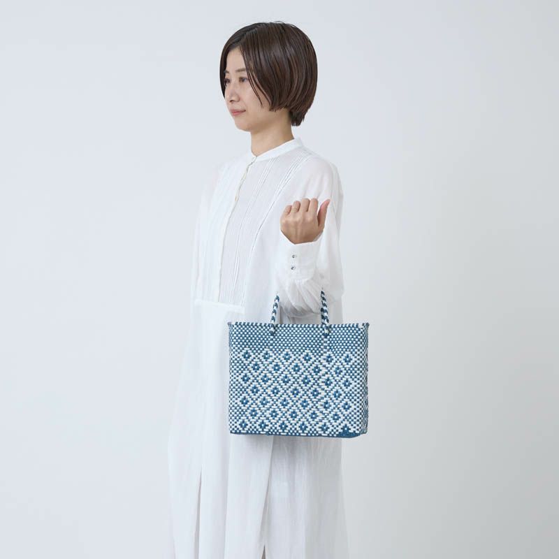 MERCADO BAG - ROMBO - Metallic Blue / White (XS) | Letra｜レトラ 