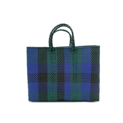 MERCADO BAG - 3 COLORS CHECK - SHORT STYLE - Black/Navy/Dark Green (SHORT S)