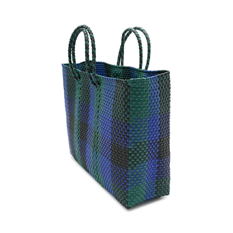 MERCADO BAG - 3 COLORS CHECK - SHORT STYLE - Black/Navy/Dark Green