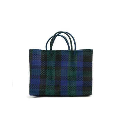 MERCADO BAG - 3 COLORS CHECK - SHORT STYLE - Black/Navy/Dark Green (SHORT S)