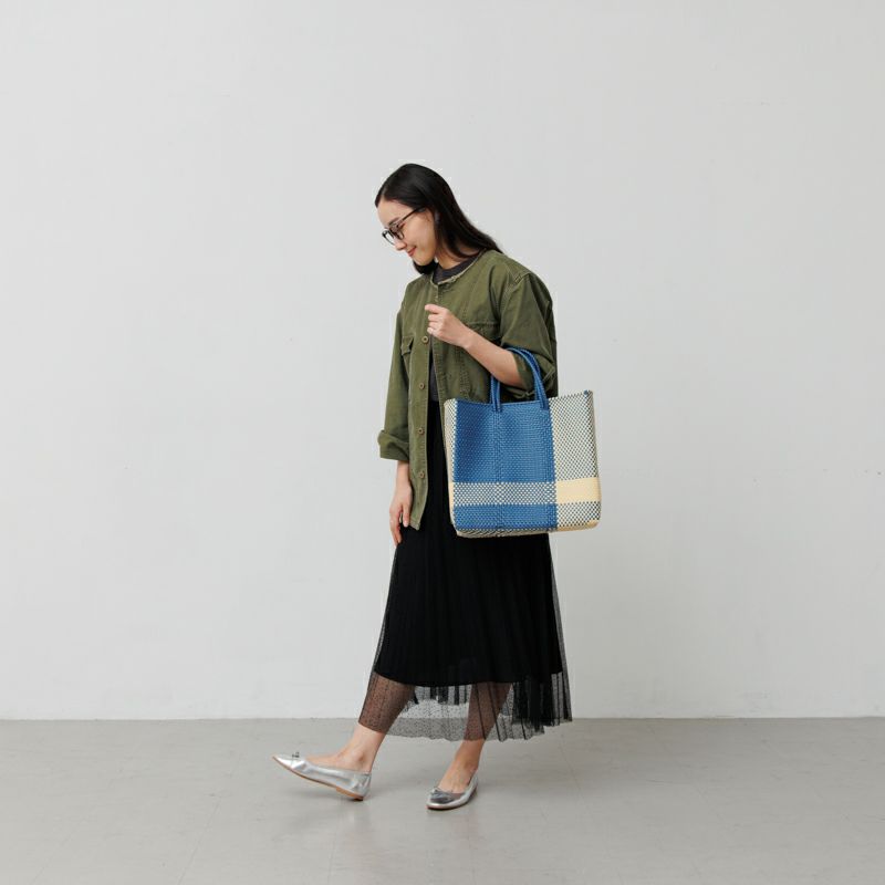 メルカドバッグ　メタリックブルー　レトラ MERCADO BAG - ROMBO - Metallic Blue (S) | Letra｜レトラ公式通販