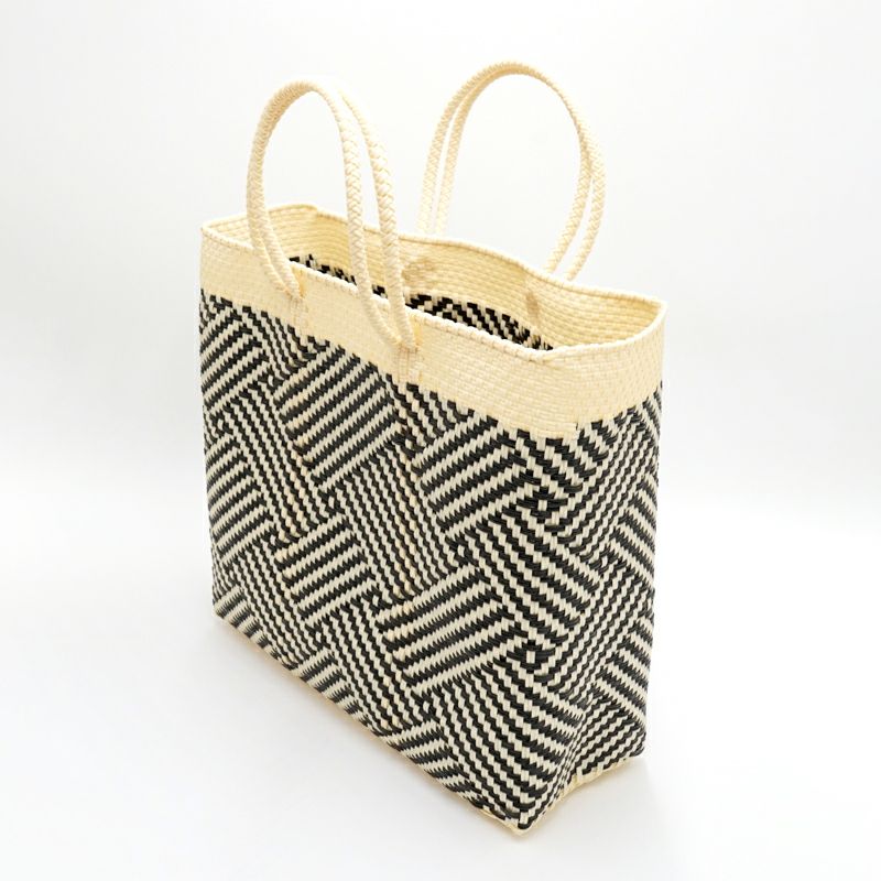 MERCADO BAG - TAPETE - Black / Cream (S) - かごバッグ