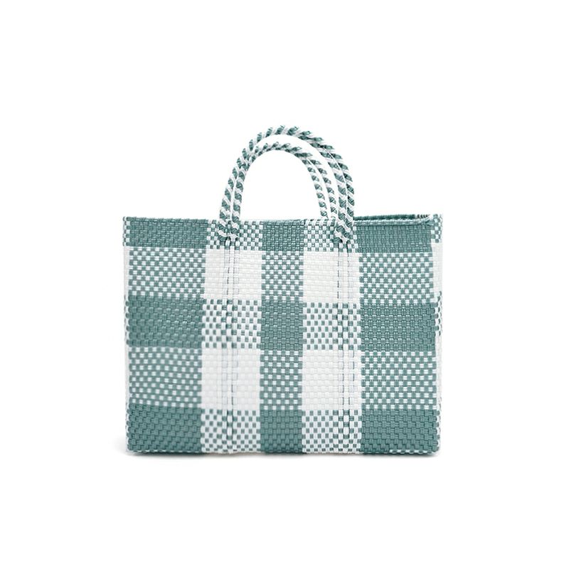 MERCADO BAG - BIG CHECK - Metallic Green / White (SHORT S) | Letra