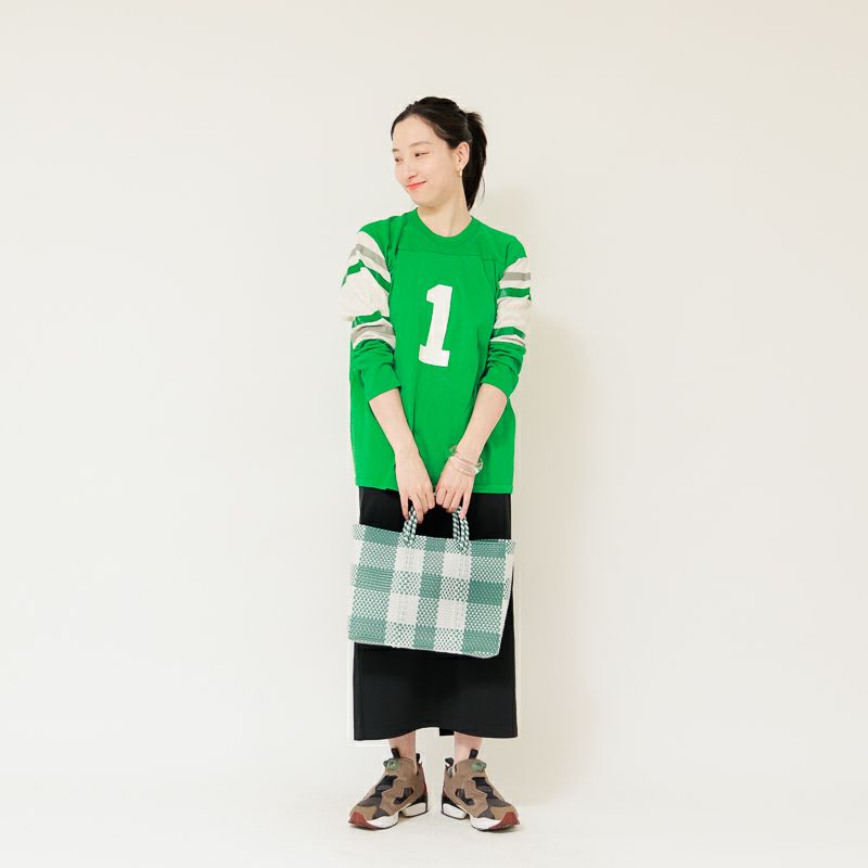 MERCADO BAG - BIG CHECK - Metallic Green / White (SHORT S