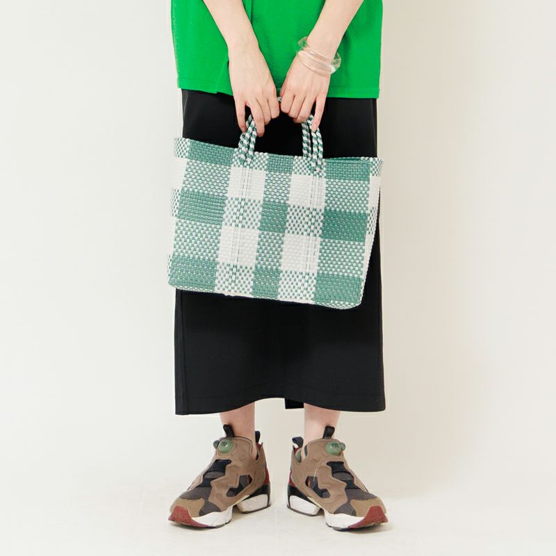 MERCADO BAG - BIG CHECK - Metallic Green / White (SHORT S) | Letra