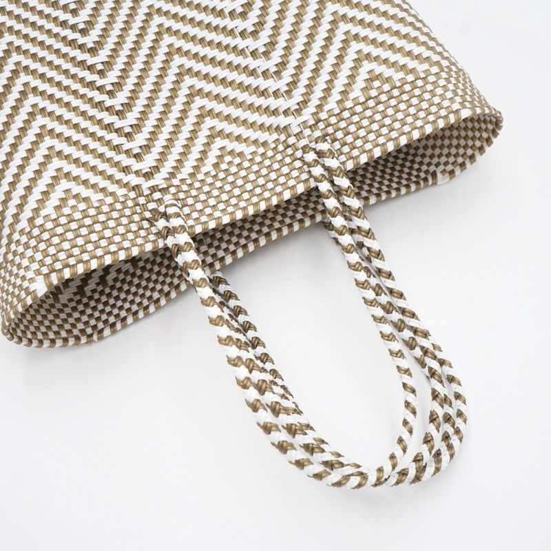 MERCADO BAG - ZIGZAG - Gold / White (BOAT STYLE) | Letra