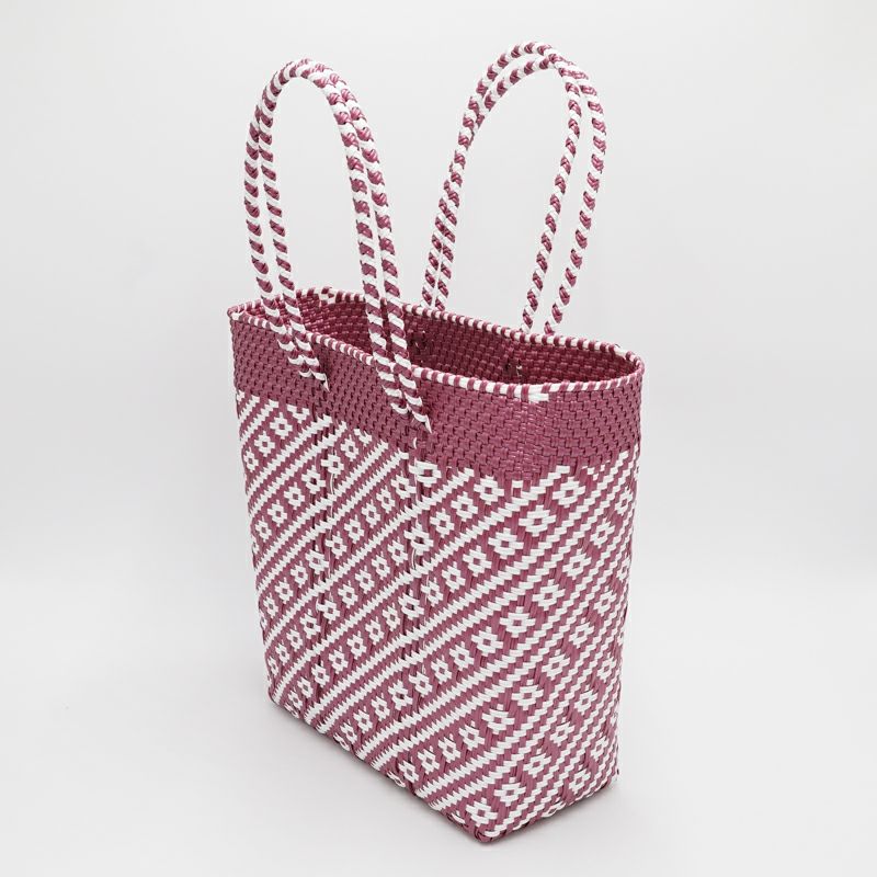 MERCADO BAG - ROMBO LINE - Metallic Pink / White - (BOAT STYLE