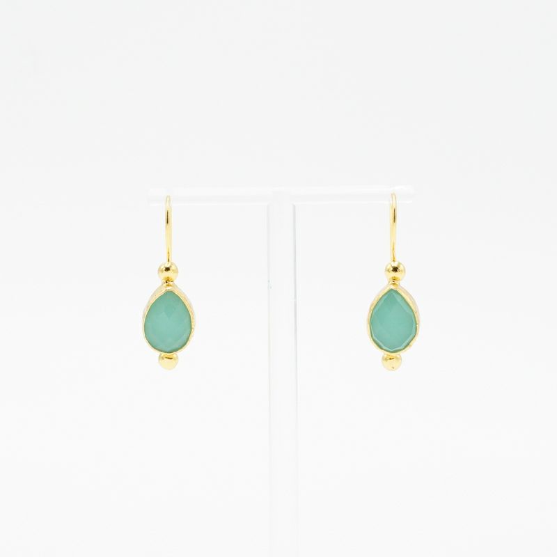 TURQUIA - HOOK PIERCE - DROP STONE - AQUA CHALCEDONY | Letra