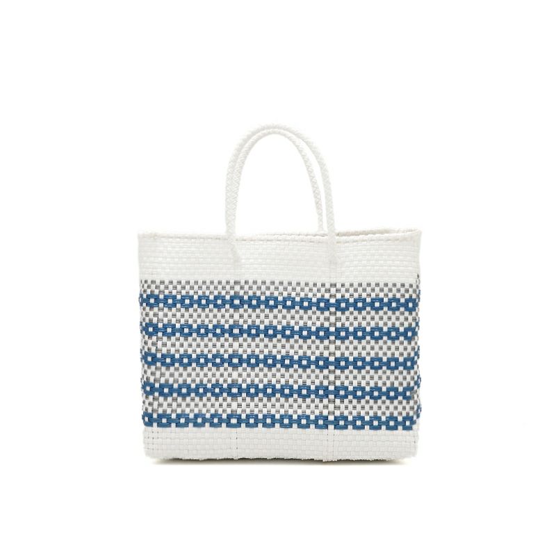 MERCADO BAG - CADENA - White / Metallic Blue / Silver (XS) | Letra 