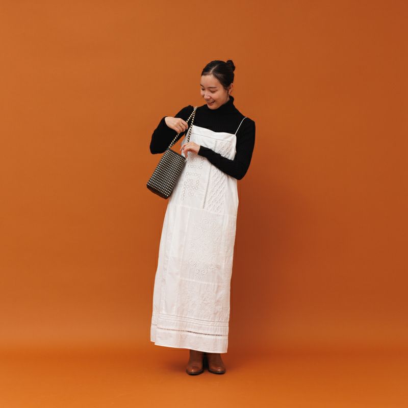 MERCADO BUCKET SLIM STYLE - MINI CHECK - Black / Cream - (LONG