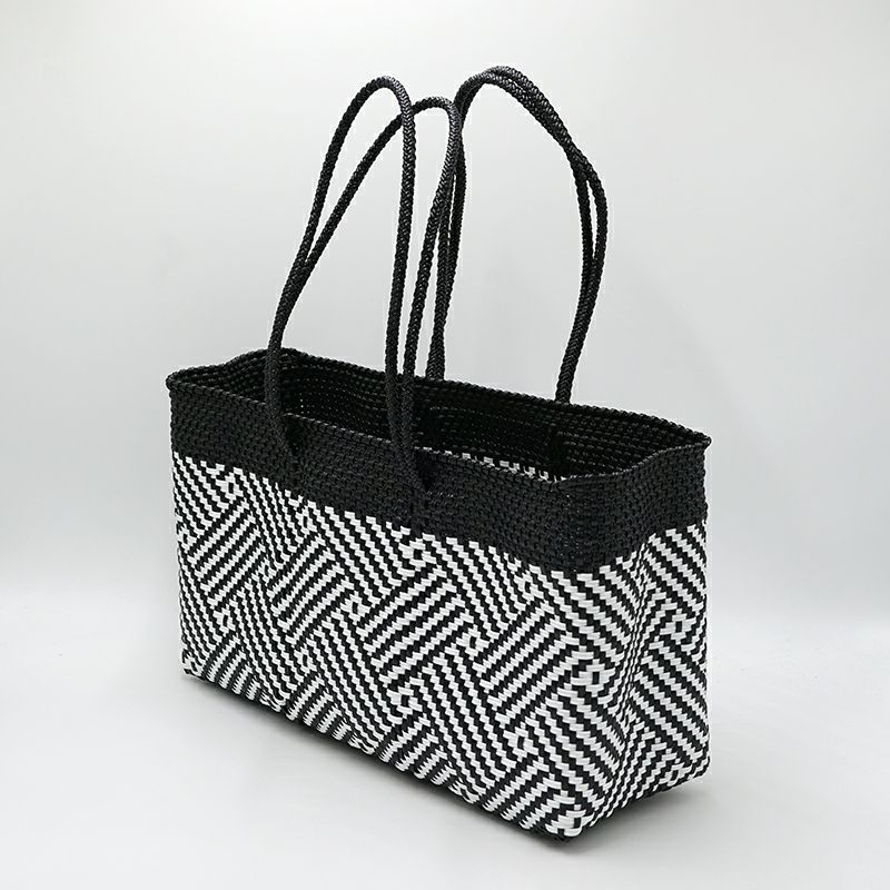 MERCADO BAG RECTANGLE STYLE - TAPETE - Black / White - (LONG