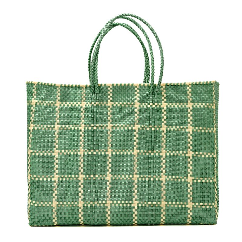 MERCADO BAG - LATTICE - Metallic Green / Cream (L) | Letra