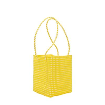 MERCADO BUCKET - MINI CHECK - Yellow / White - (LONG HANDLE)