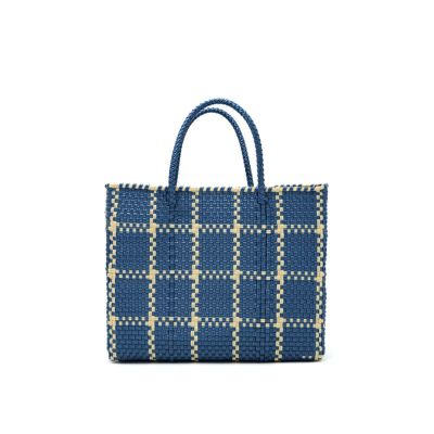 MERCADO BAG - LATTICE - Metallic Blue / Cream  (XS)