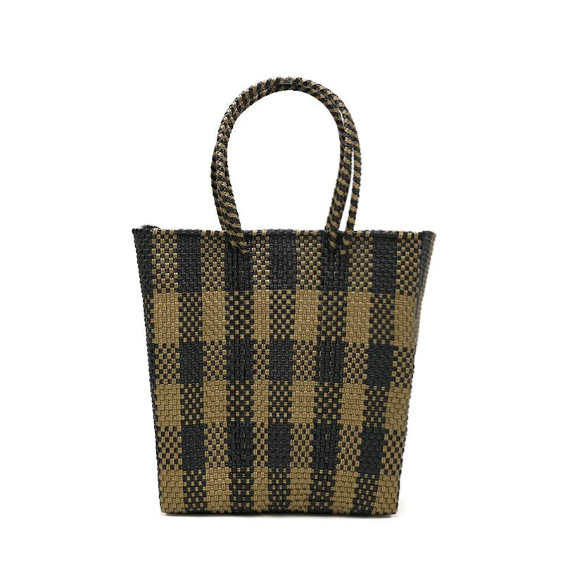 レトラメルカドバッグ ボートスタイル/ギンガム カラー：ブラック/ゴールド MERCAD BAG BOAT STYLE - GINGHAM - Black / Gold - | Letra