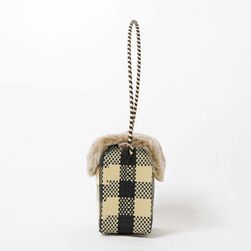 MERCADO BUCKET SLIM SINGLE SHOULDER - GINGHAM Black / Cream - with