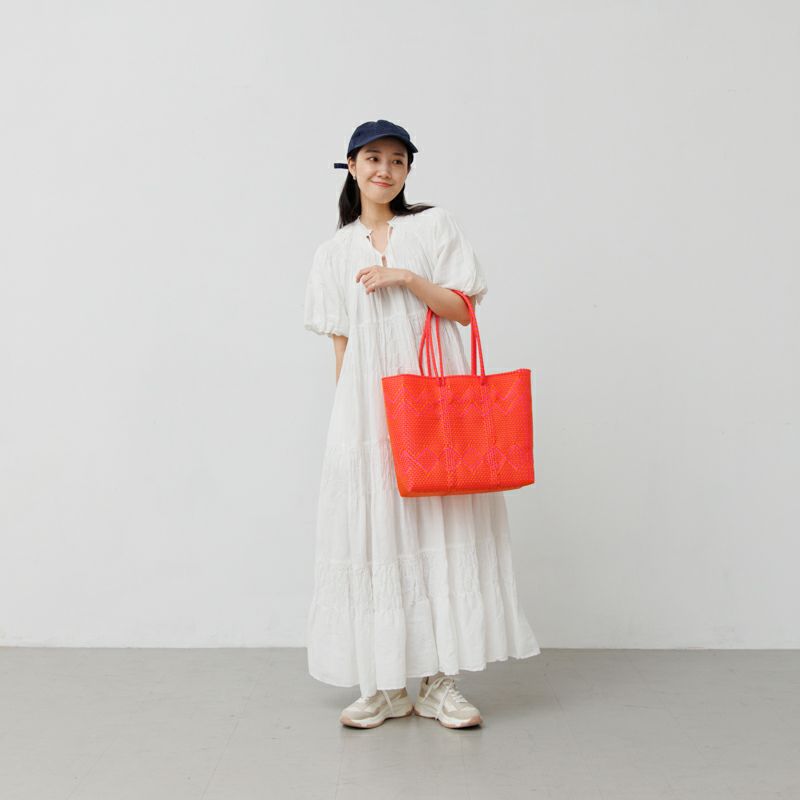 MERCADO BAG - PLAYA - LONG HANDLE - Orange / Pink (M) | Letra