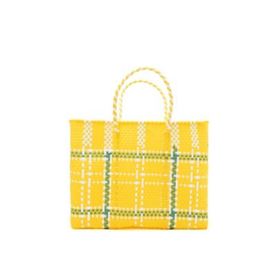 MERCADO BAG - LATTICE - Yellow / White /  Metallic Green (XS)
