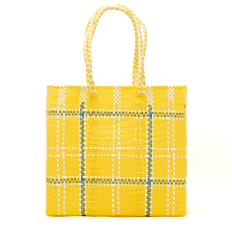 MERCADO BAG - LATTICE - LONG HANDLE - Yellow / White