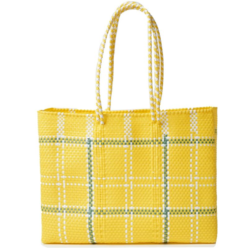MERCADO BAG - LATTICE - LONG HANDLE - Yellow / White