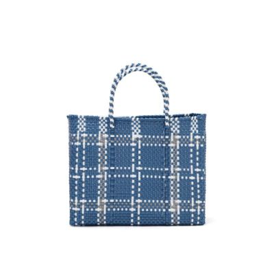 MERCADO BAG - LATTICE - Metallic Blue / White /  Silver (XS)