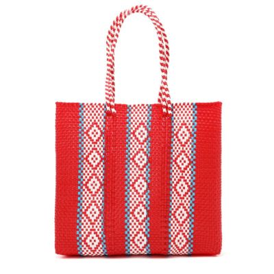MERCADO BAG - SERIE - LONG HANDLE - Red / White / Light Blue (M)