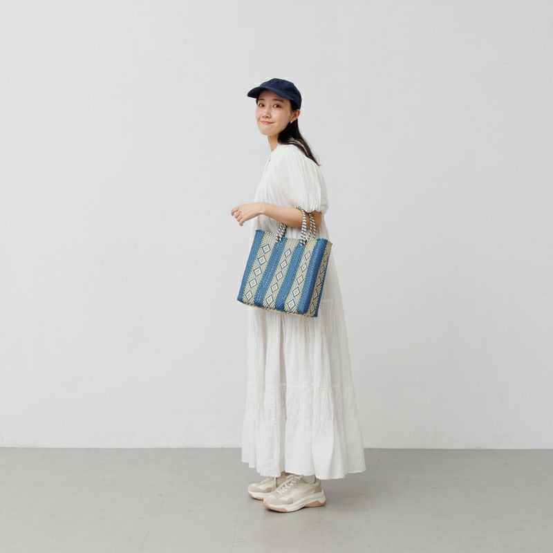 メルカドバッグ MERCADO BAG ブルー MERCADO BAG - ROMBO - Metallic Blue / White (XS) | Letra