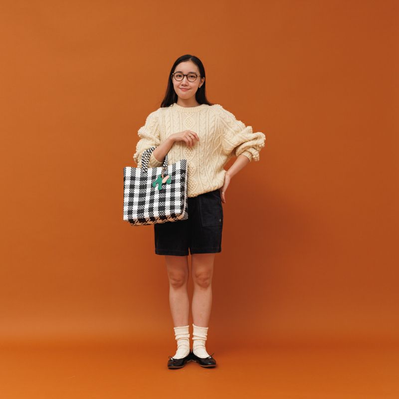 レトラ　メルカドバッグ　バッグ　GINGHAM Black / White XS 50％OFF】MERCADO BAG - GINGHAM - Black / White (S) | Letra｜レトラ