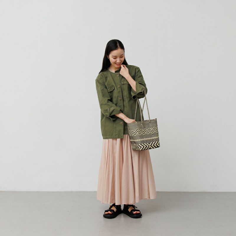 ウーブンwovenメルカドバッグ　ミドルサイズ　BLACK CREAM ウーヴン WOVEN メルカドバッグ ミドルトート bk-bag-mid-bg-neg