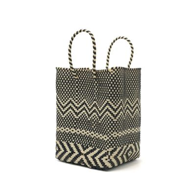 MERCADO BUCKET - WOVEN - Black / Cream (SHORT HANDLE)