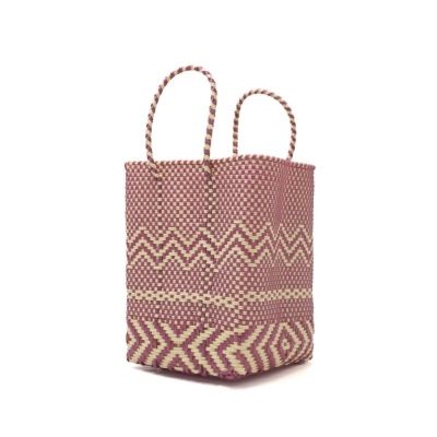 MERCADO BUCKET - WOVEN - Metallic Pink / Cream (SHORT HANDLE)