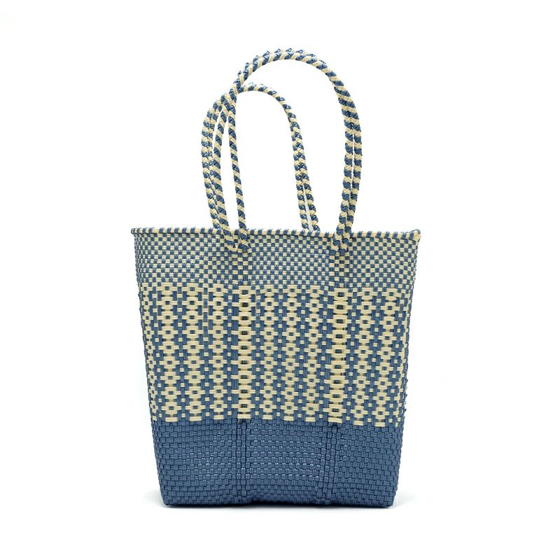 MERCADO BAG BOAT STYLE - FUENTE - Metallic Blue / Cream