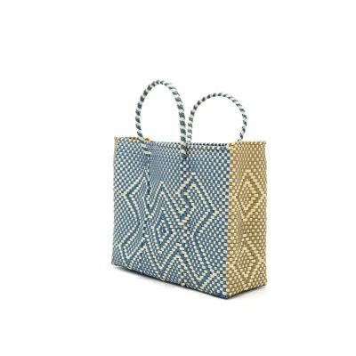 MERCADO BAG - CANGREJO - Metallic Blue / Gold / Cream  (XS)