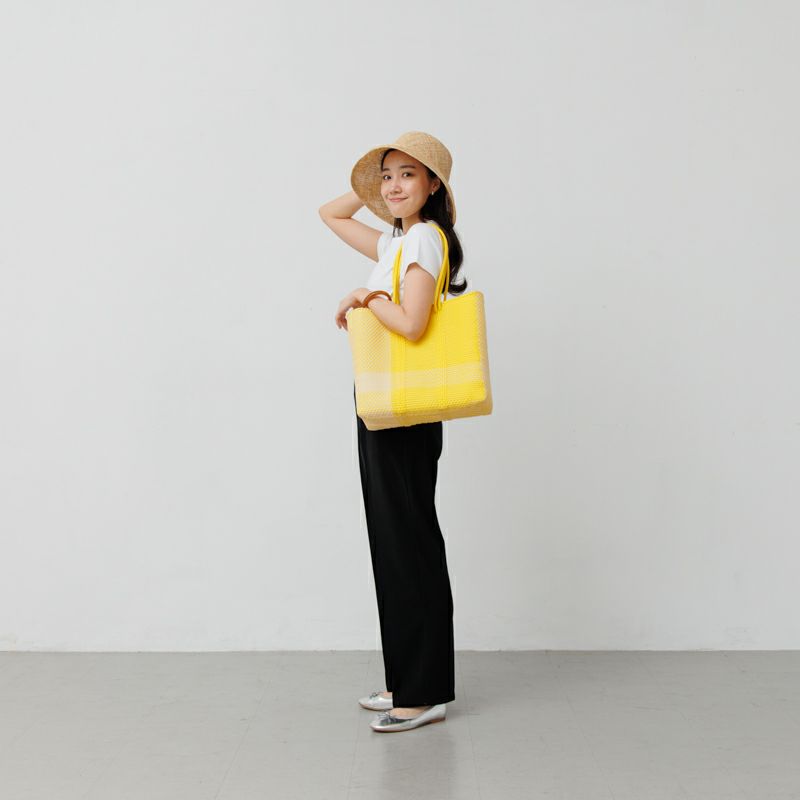 MERCADO BAG - CROSS LINE - LONG HANDLE - Yellow / Cream (M