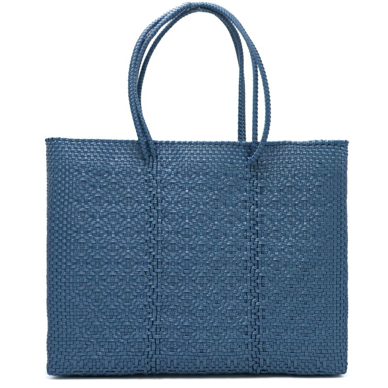 MERCADO BAG - ROMBO SOLID - LONG HANDLE - Metallic Blue (L