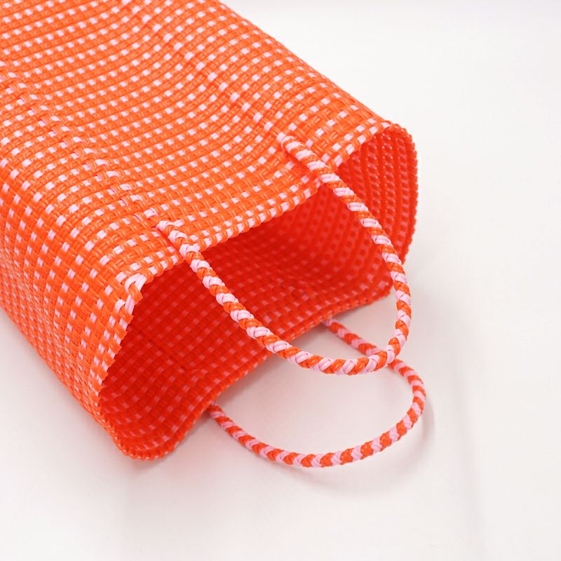50％OFF】MERCADO BUCKET - MINI CHECK - Orange / Pink (SHORT HANDLE