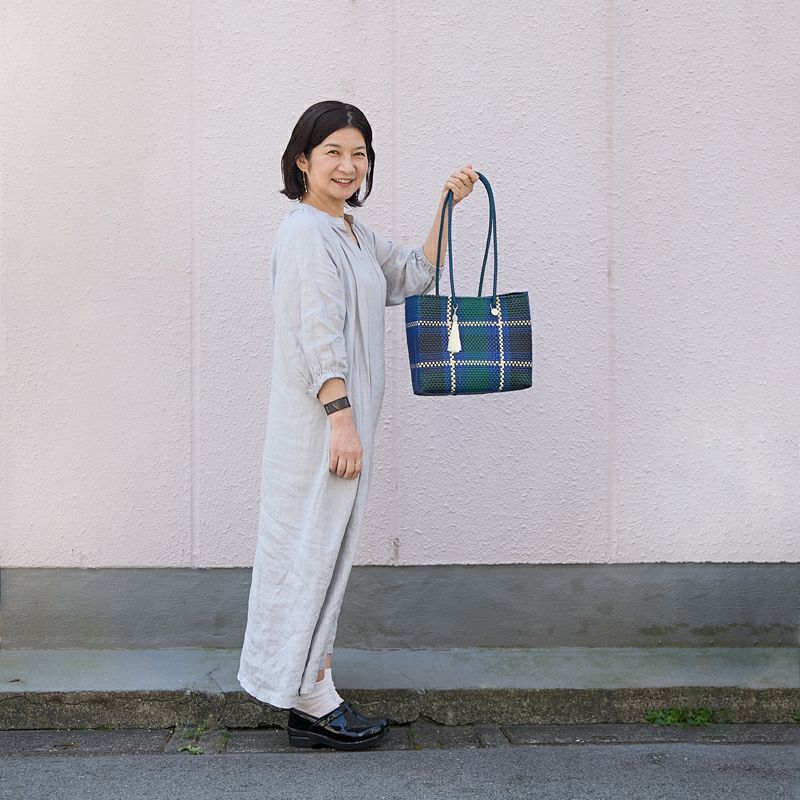 MERCADO BAG - Letra×hal ORIGINAL CHECK - Dark Green / Navy