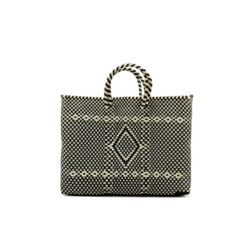 レトラ　メルカドバッグ　ショートSサイズ　ブラック×クリーム MERCADO BAG - BLACK and CREAM ASSORT - 10 (SHORT S) | Letra