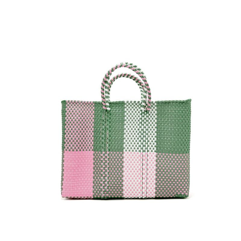 MERCADO BAG - BLOCKS - Metallic Green / Pink / White (SHORT