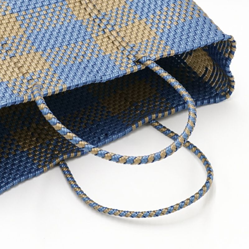 MERCADO BAG - BIG CHECK - Metallic Blue /Gold (SHORT XS) | Letra