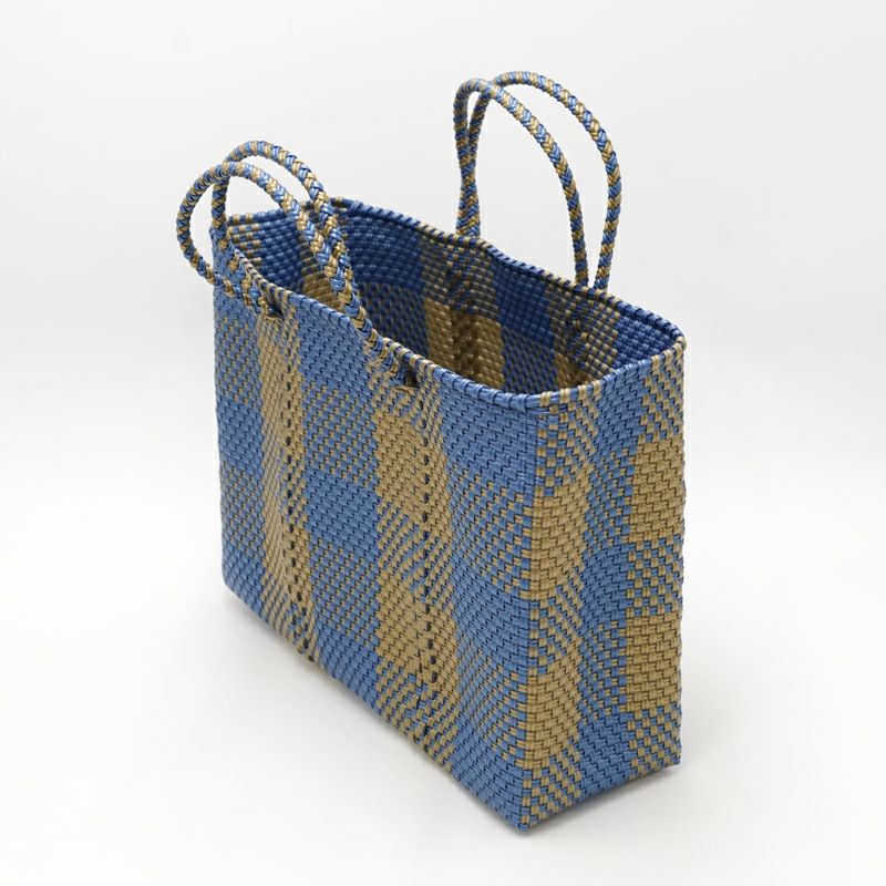 MERCADO BAG - BIG CHECK - Metallic Blue /Gold (SHORT S